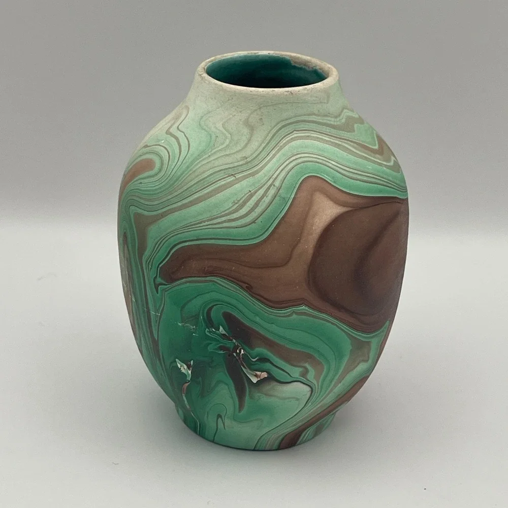 Evans Plunge Hot Springs Made in‎ USA Swirl Glaze Art Pottery Vase